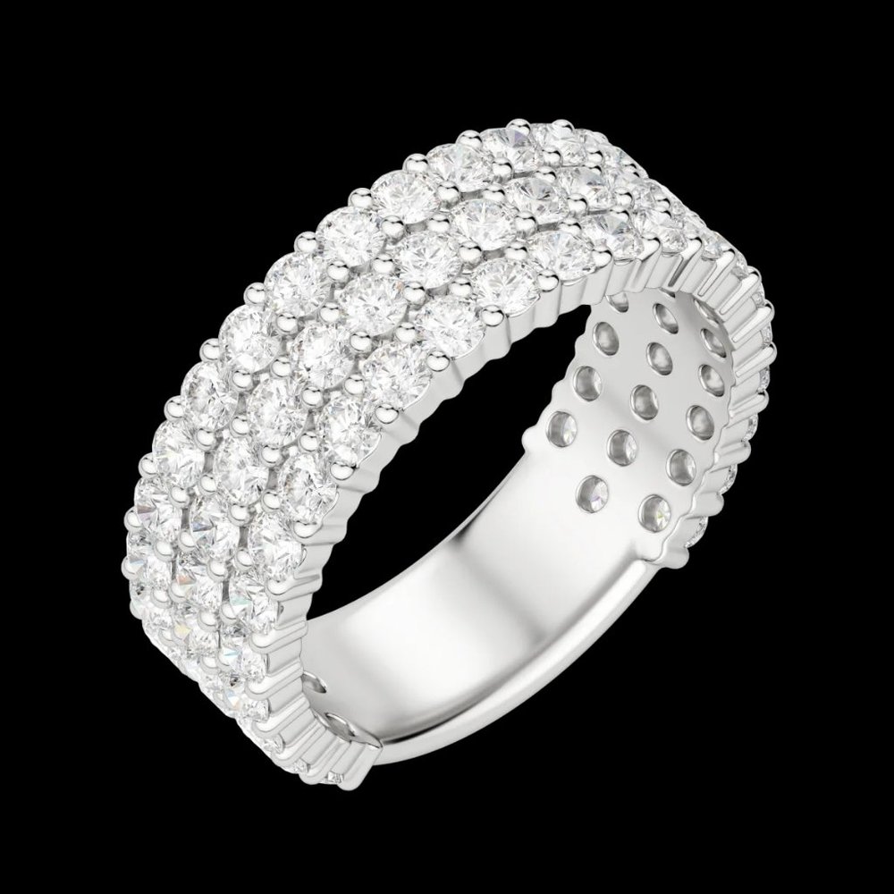 Round Cut Bold Pavé Semi-Eternity Band (4 Tcw), Lab Grown Diamond
